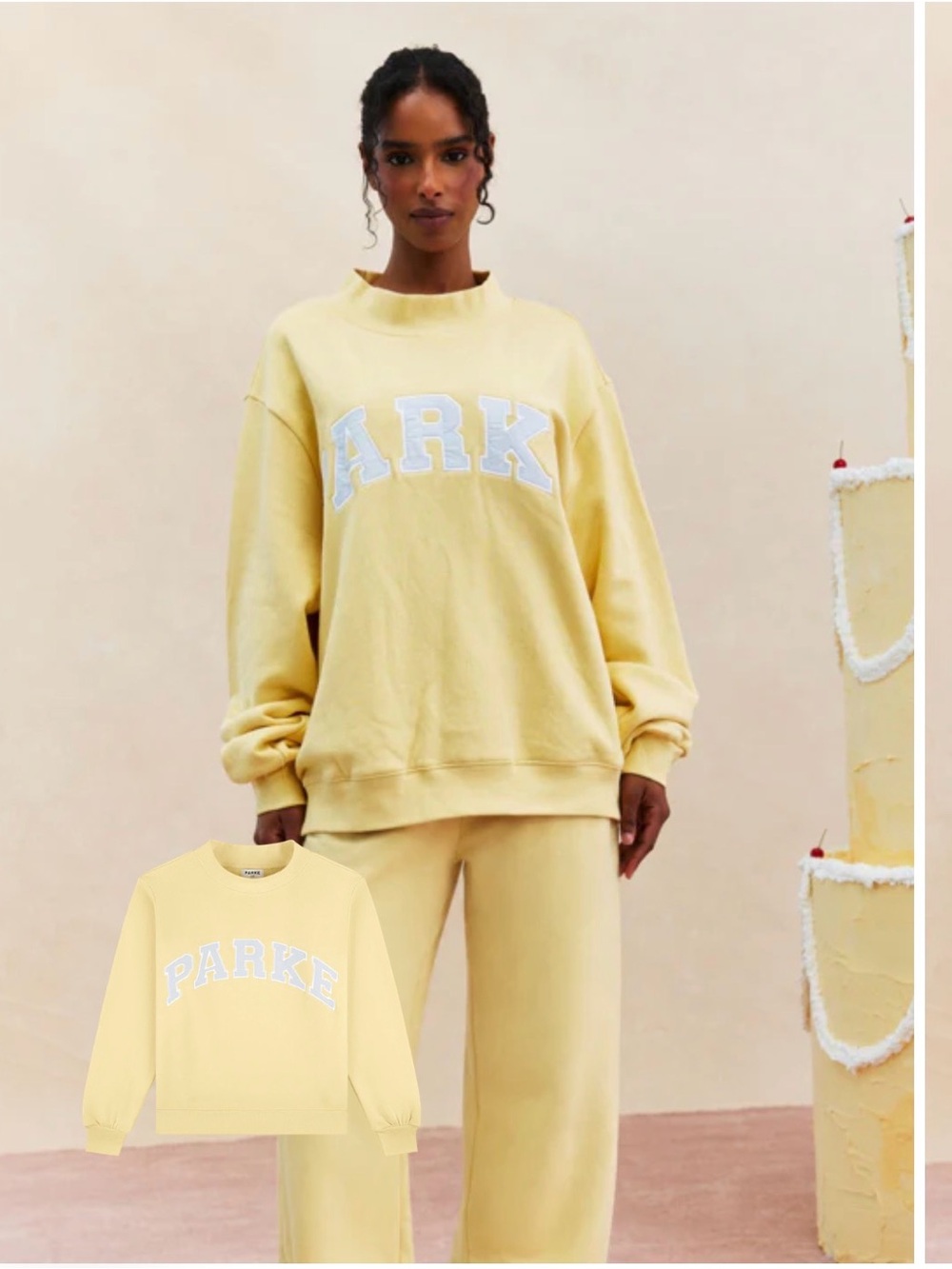 Parke Birthday Collection Varsity Mockneck in Banana Cream L/XL